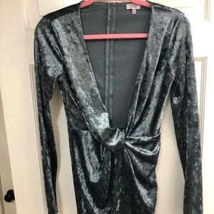 Blue velvet bodycon dress